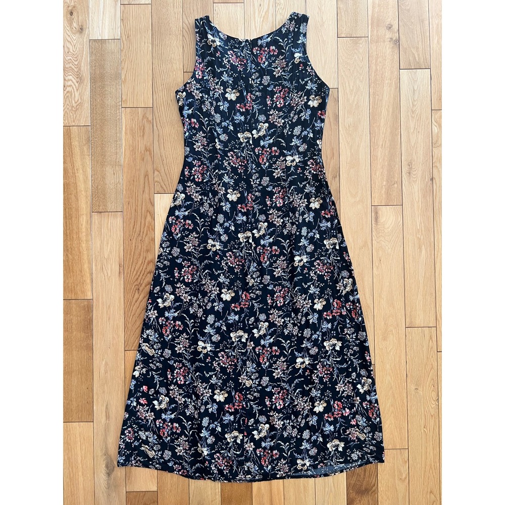 Vintage 90s Laura Ashley Floral Sleeveless Midi Dress Viscose A Line Womens US 8 - Picture 6 of 6